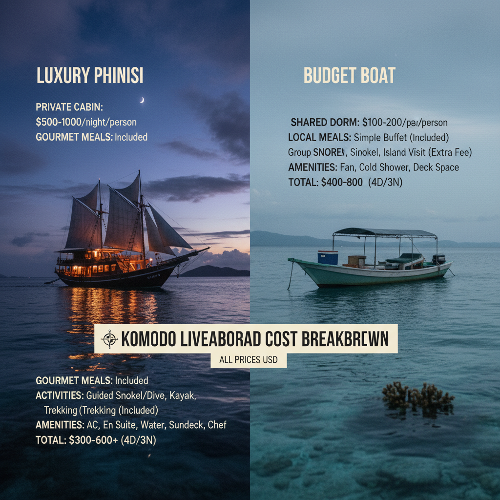 Best liveaboard Komodo phinisi anchored at Padar Island viewpoint sunrise, Komodo National Park